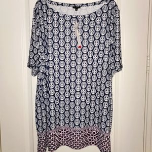 Talbots 2X, Knit Jersey Black/white/pink dress